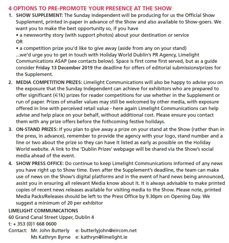 2026都柏林国际旅游展参展商信息