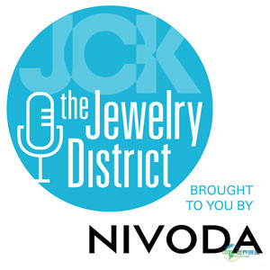 The Jewelry District podcast and Nivoda logos