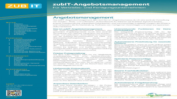 zubIT报价管理 ➔ 面向销售与制造企业
